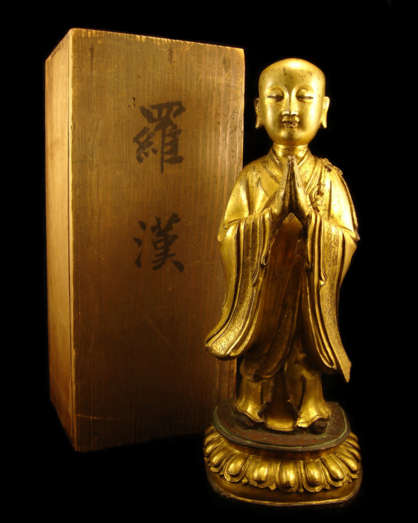 Gilt Bronze Figure of Ruohan