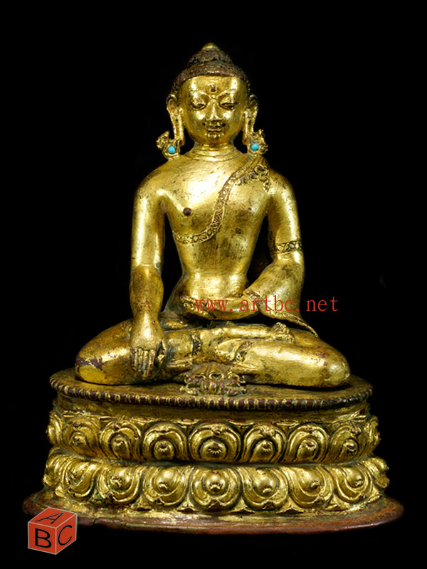 Gilt Copper Figure of Buddha Aksobhya
