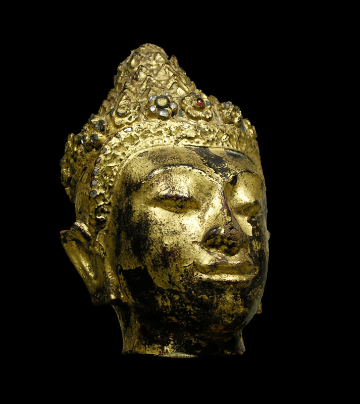Laquered and Gilt dry Laquer Head of Buddha