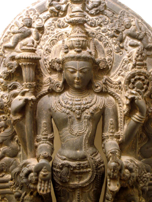 Carved stone stele of Vishnu