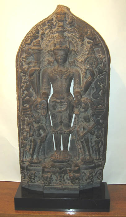 Carved stone stele of Vishnu