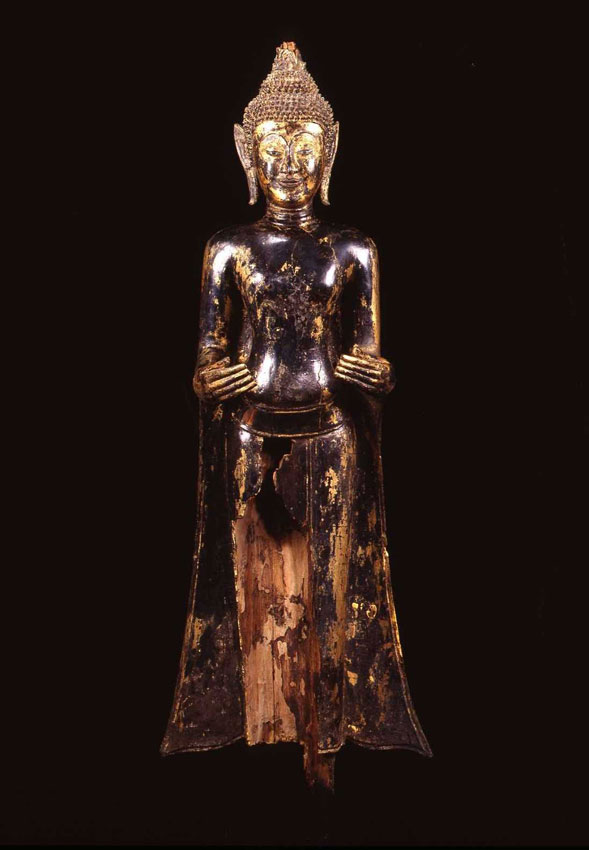 Standing wood Buddha