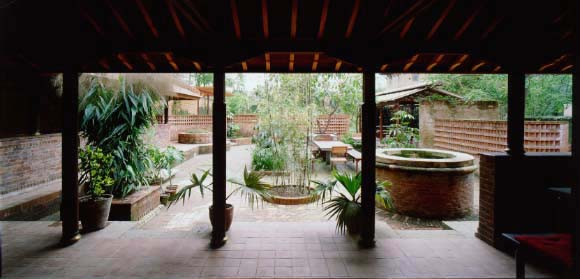 rear courtyard with well