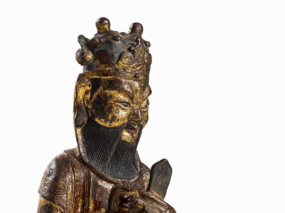 Rare Bronze Figure of a Taoist Deity ‘Wenchang Dijun’, Ming