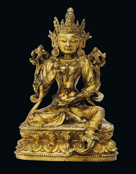 A gilt bronze figure of Tara