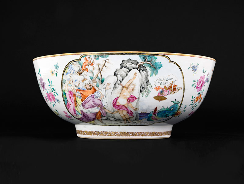 An extremely rare Chinese Export Porcelain <i>Famille Rose</i> Punchbowl