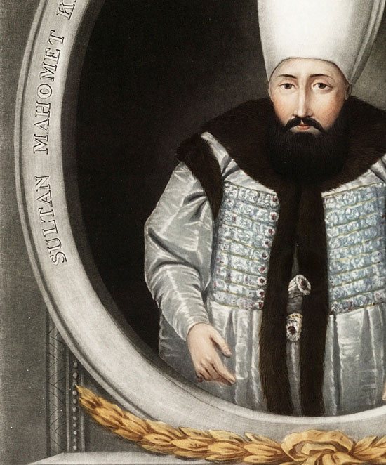  Portrait of Mahmud I, from <i>A Series of Portraits of the Emperors of Turkey </i>(detail)