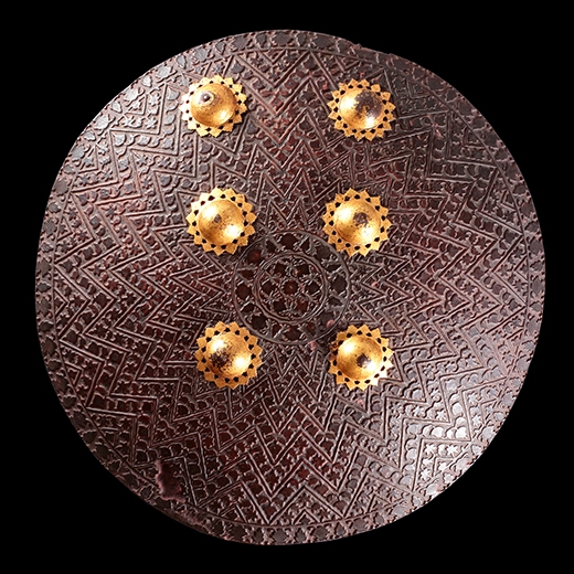 Carved leather shield