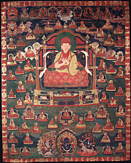 Rare Large Thang-ka depicting one Lama of the Sakyapa' Order