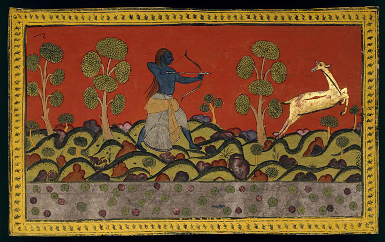 Rama shooting Maricha disguised as the golden deer