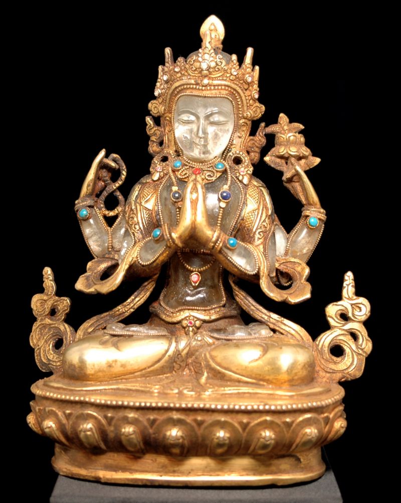 Hand Carved Quartz Crystal Chenrezig Statue