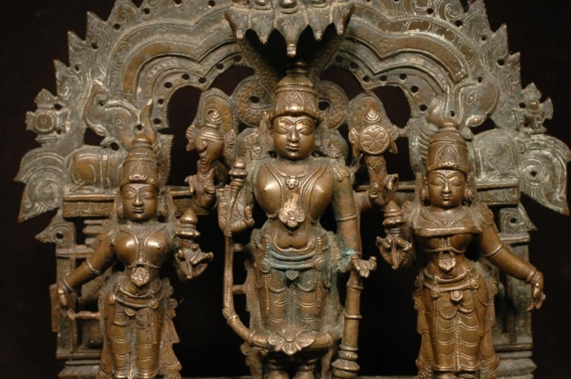 Bronze Vishnu Durbar statue from India.