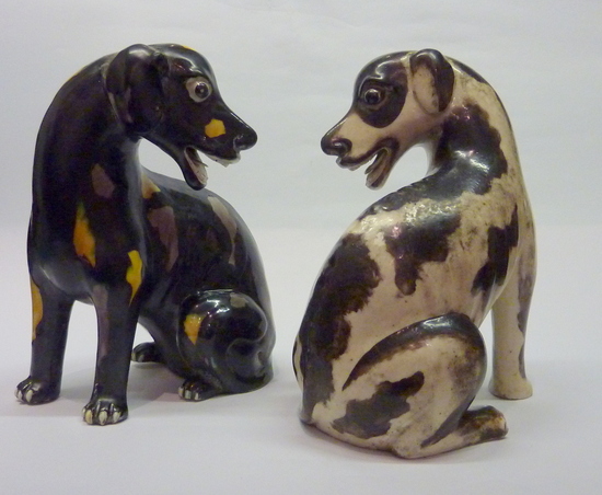 Two Chinese porcelain seated hounds