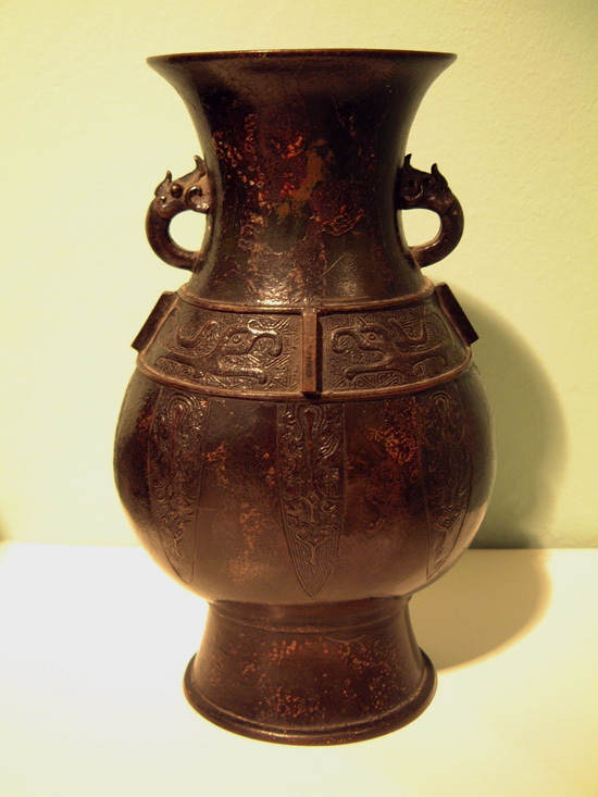A patinated Chinese bronze vase, 12th-14th century