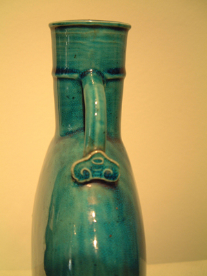 Chinese turquoise porcelain moon flask