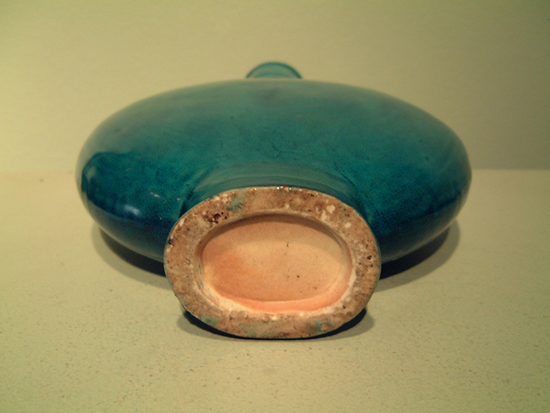 Chinese turquoise porcelain moon flask