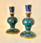 Pair of rare Chinese cloisonne holy water bottles