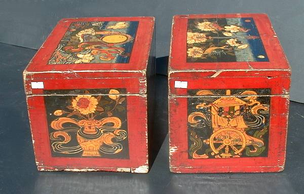Pair of small Tibetan boxes
