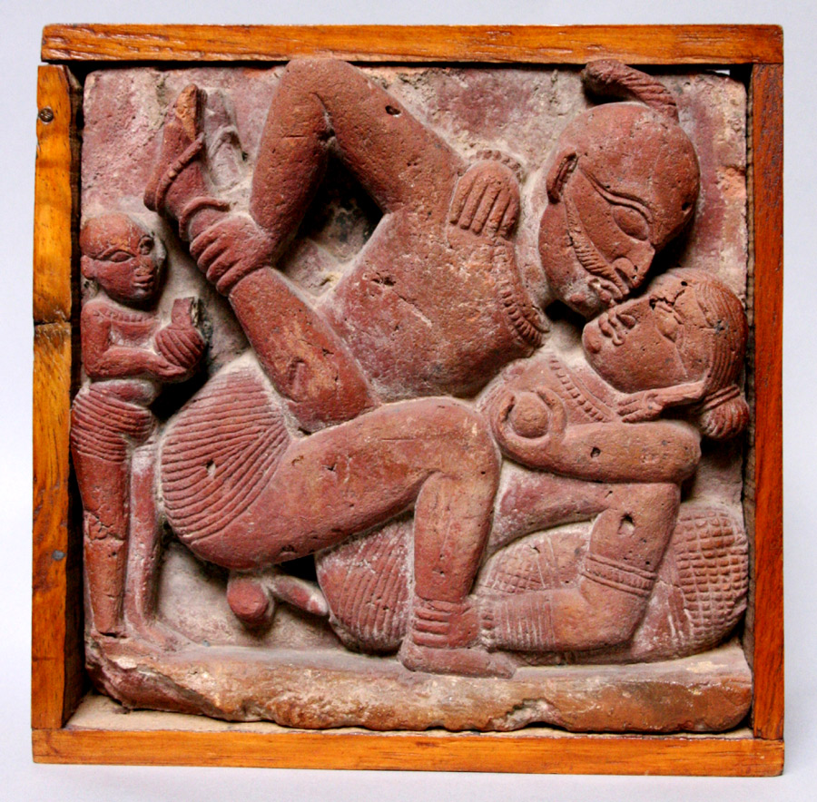 Erotic terracotta plaque