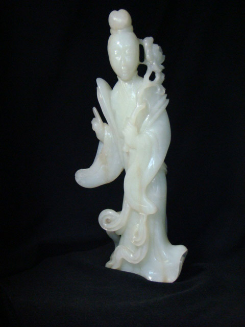 White jade maiden with lotus