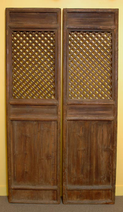 Pair of Wide Wooden Chinese Screen Panels