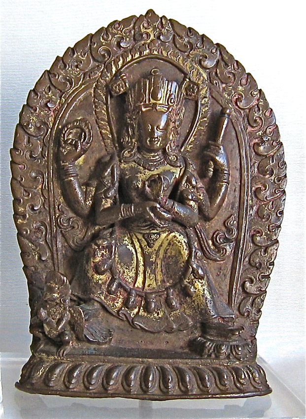 A  cast gilt copper image of <i>Visnu</i>
