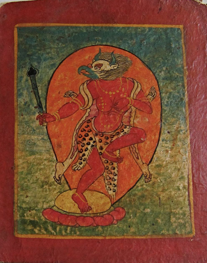 A  Tsakli Painting  (Initiation Image) Depicting  A Bardo Deity