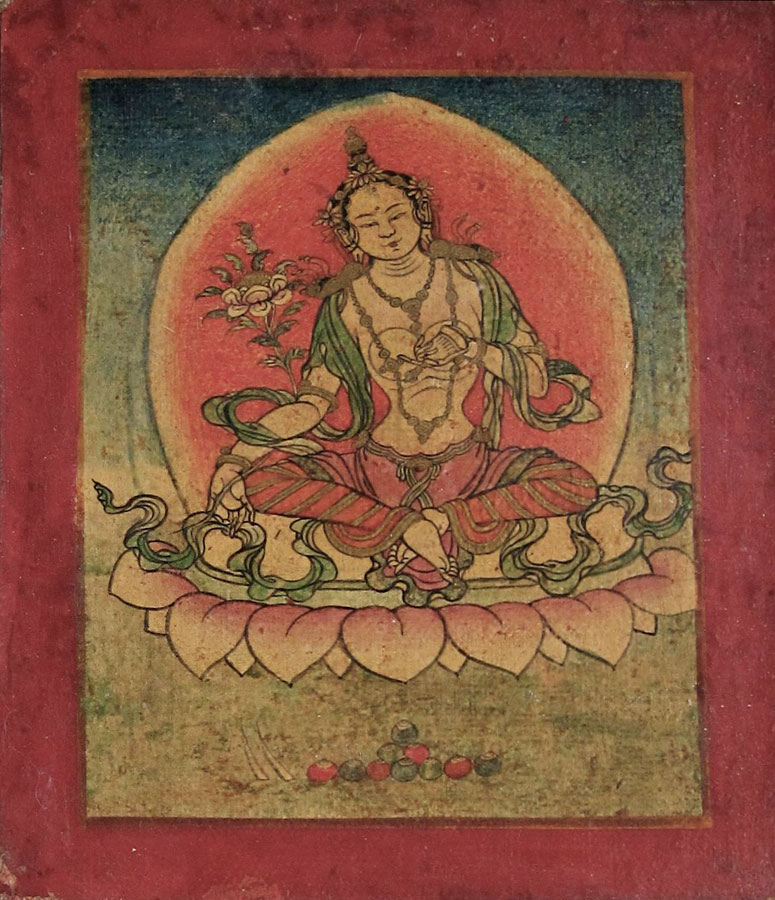 Tsakli Painting  (Initiation Image) Depicting A Seated Female Deity