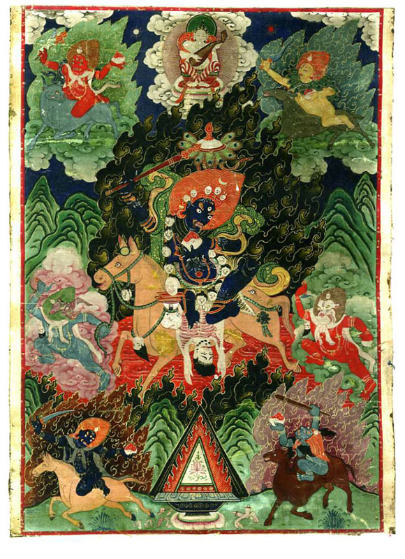 A striking Thangka painting depicting Paldhen Lhamo