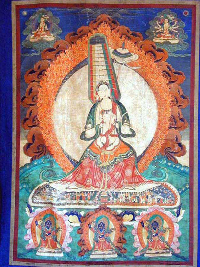 A large Thangka of the protector goddess, Usnisasitatapatra