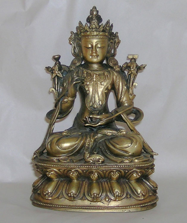 A fine gilt bronze depicting Wen Shu<br>(Tibetan: Manjusri � God of Wisdom)