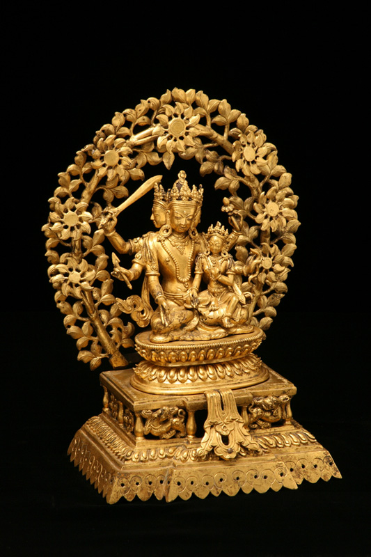 Gilt bronze Shrine of Manjuvajra and consort