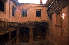 Northeast courtyard of Palpung shows movement of major structures.