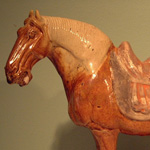 A Chinese glazed pottery saddled horse