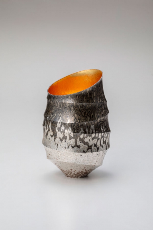 Mokume-gane Uchidashi Shinogi Vase 01