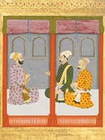 Illustration to the ‘Large’ Guler-Basohli Bhagavata Purana: Satadhanva, Akrura, and Kratvarma in Discussion