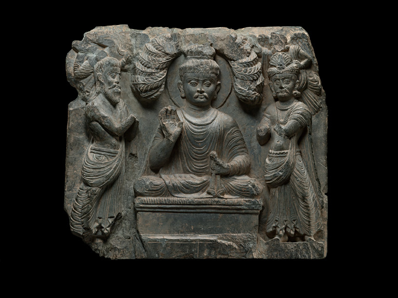 Indra and Brahma Entreat the Buddha to Preach