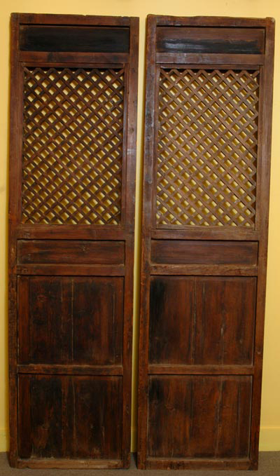 Pair of Wide Wooden Chinese Screen Panels