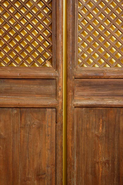 Pair of Wide Wooden Chinese Screen Panels