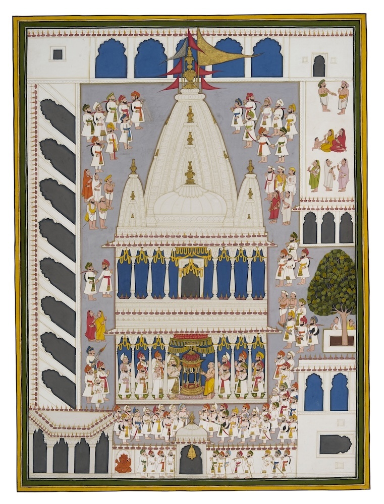 MAHARANA JAWAN SINGH WORSHIPPING AT THE VISHNUPADA TEMPLE AT GAYA