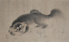 Painting of a Pekingese dog