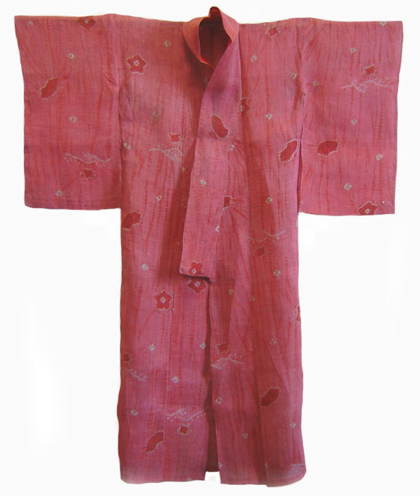 An Unlined, Shibori Kimono: Safflower Dyed Hemp