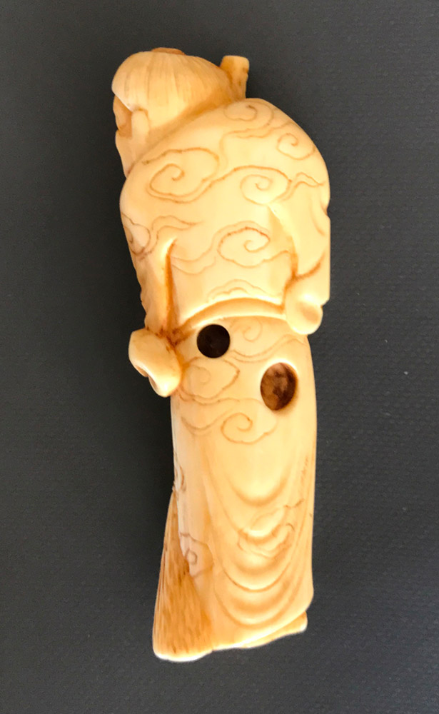  Ivory netsuke of Kanzan holding his broom